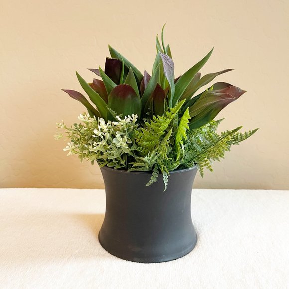 Faux Greens Greenery Tabletop Decor in Gray Pot Fake Plant - Picture 5 of 7